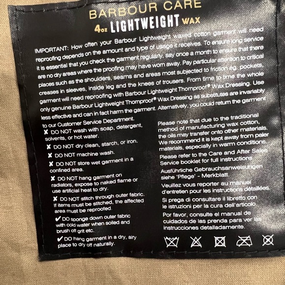 ❌SOLD❌ BARBOUR MWX1784SN31 Lightweight Sl International Waxed Cotton Sand Jacket - Picture 8 of 8